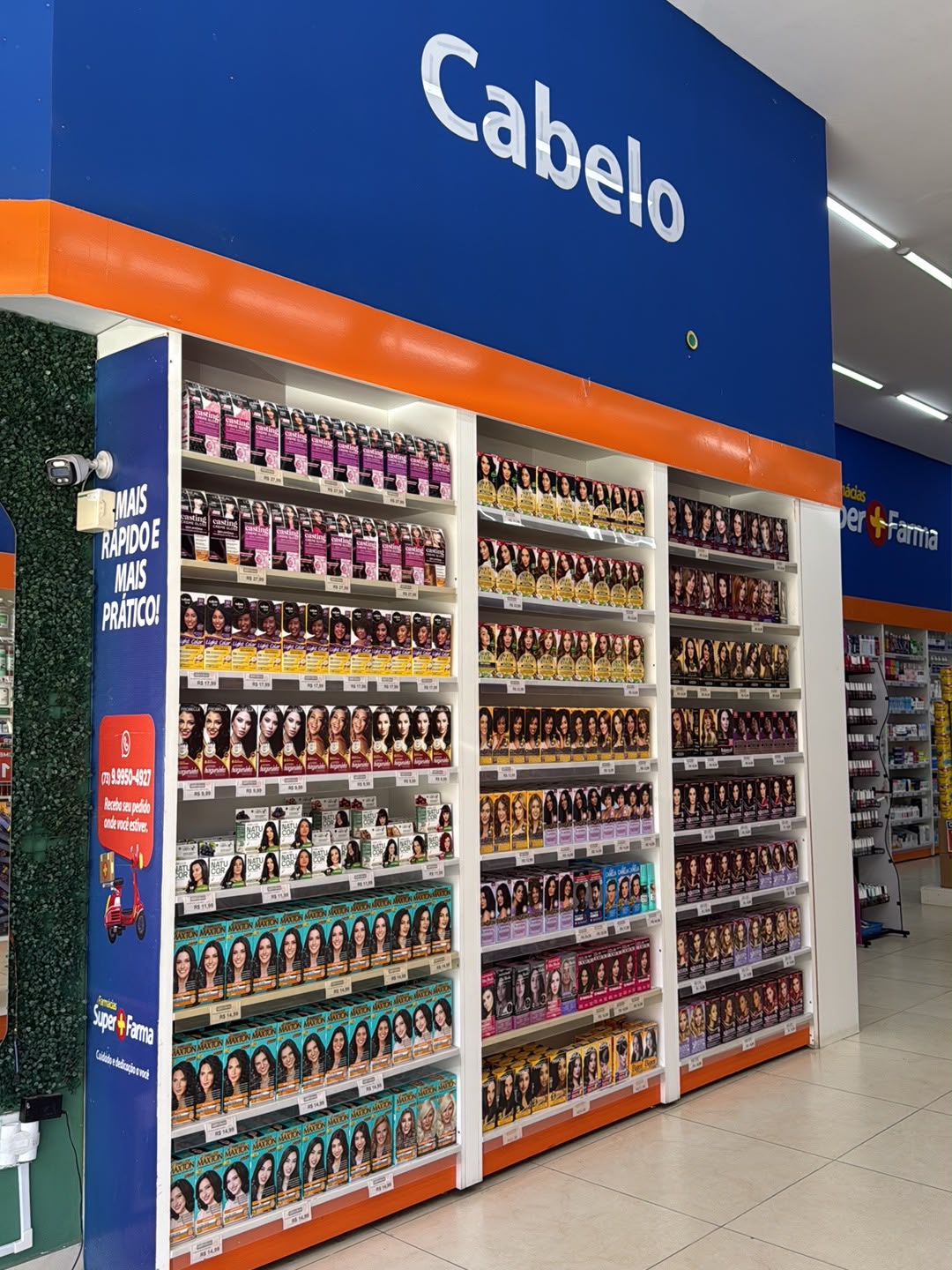 Seção de cabelo da Super Farma